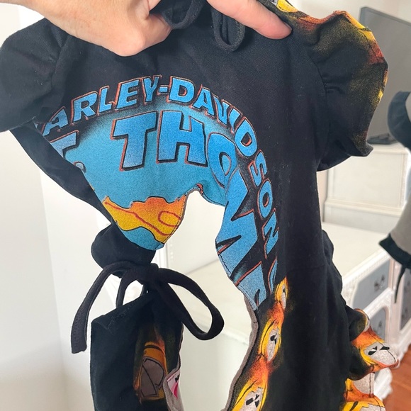 New York Couture Reworked Flames HARLEY DAVIDSON Logo Ruffle Detachable Collar - Picture 7 of 9